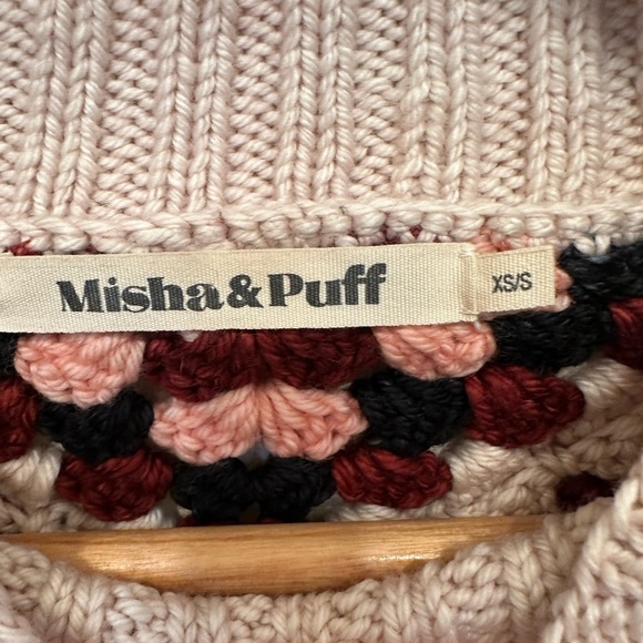 Misha & Puff patchwork crochet sweater in dune colorway size XS/S - Picture 6 of 8